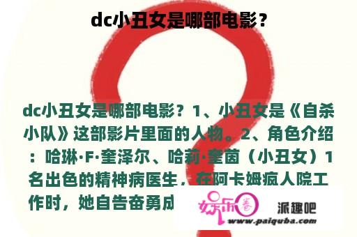 dc小丑女是哪部电影？