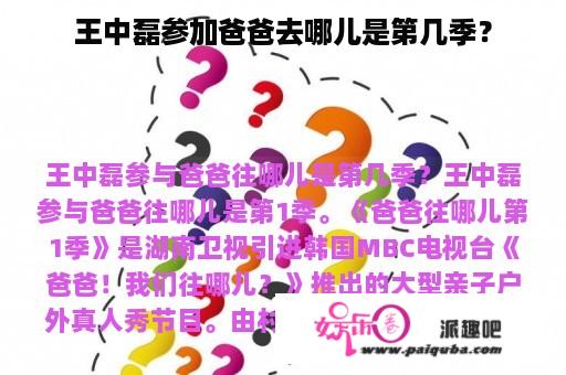 王中磊参加爸爸去哪儿是第几季？