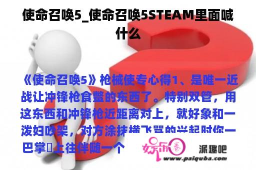 使命召唤5_使命召唤5STEAM里面喊
什么