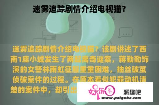 迷雾追踪剧情介绍电视猫？