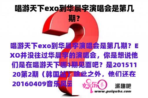 唱游天下exo到华晨宇演唱会是第几期？