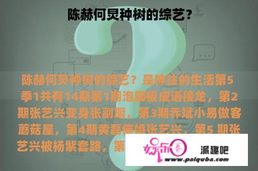 陈赫何炅种树的综艺？