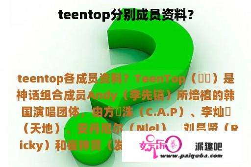 teentop分别成员资料？