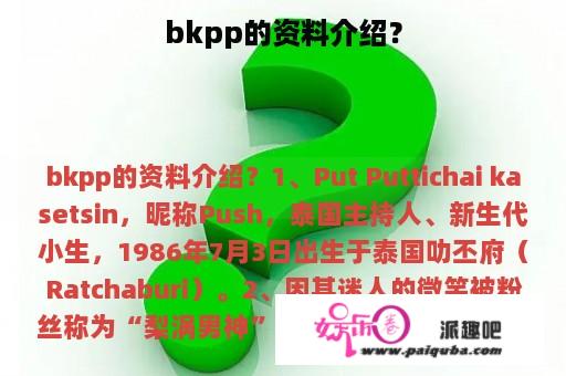 bkpp的资料介绍？