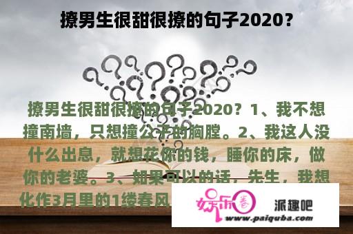 撩男生很甜很撩的句子2020？