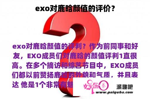 exo对鹿晗颜值的评价？