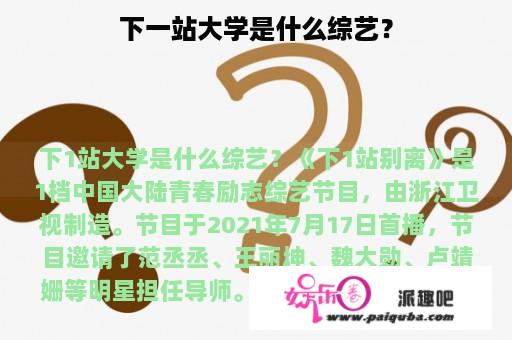 下一站大学是什么综艺？