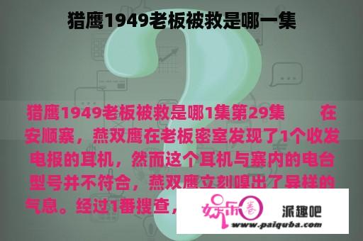 猎鹰1949老板被救是哪一集