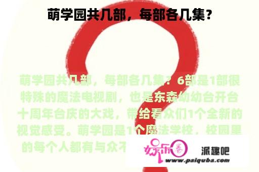 萌学园共几部，每部各几集？