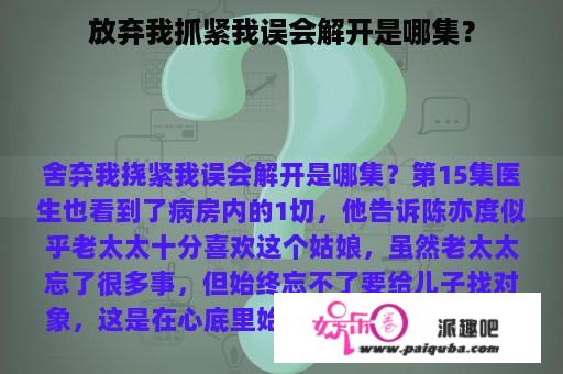 放弃我抓紧我误会解开是哪集？