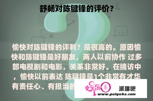 舒畅对陈键锋的评价？