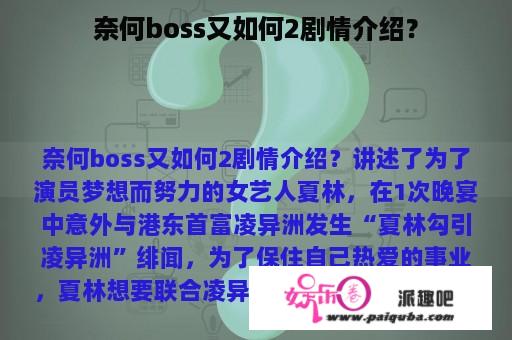 奈何boss又如何2剧情介绍？