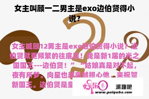 女主叫顾一二男主是exo边伯贤得小说？