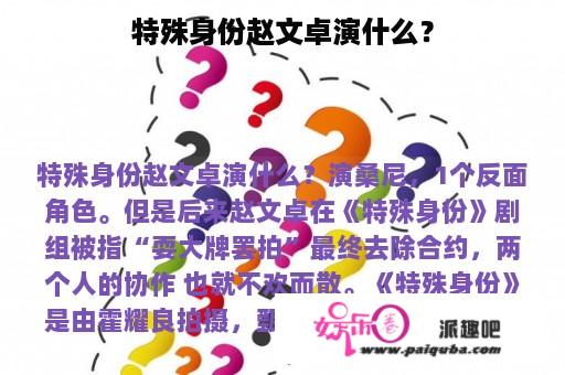 特殊身份赵文卓演什么？