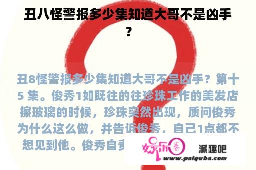 丑八怪警报多少集知道大哥不是凶手？