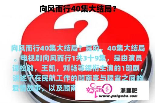 向风而行40集大结局？