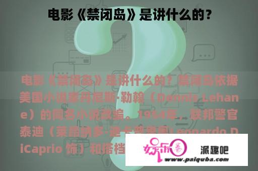 电影《禁闭岛》是讲什么的？