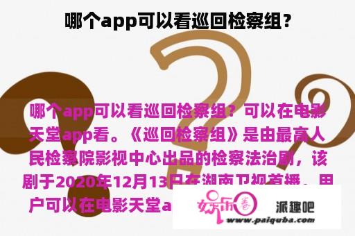 哪个app可以看巡回检察组？