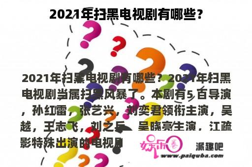 2021年扫黑电视剧有哪些？