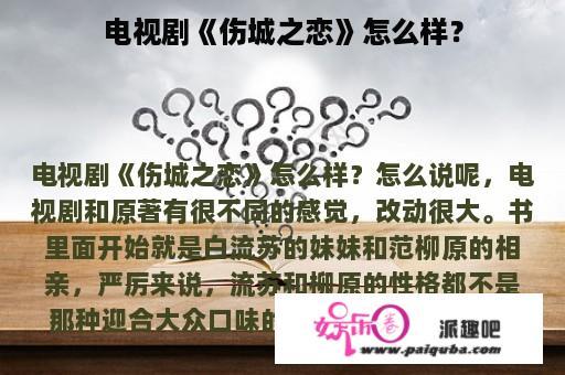 电视剧《伤城之恋》怎么样？