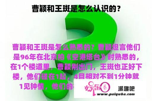 曹颖和王斑是怎么认识的？