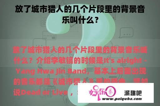 放了城市猎人的几个片段里的背景音乐叫什么？