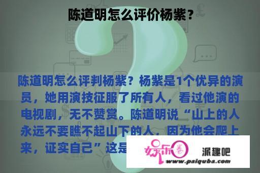 陈道明怎么评价杨紫？