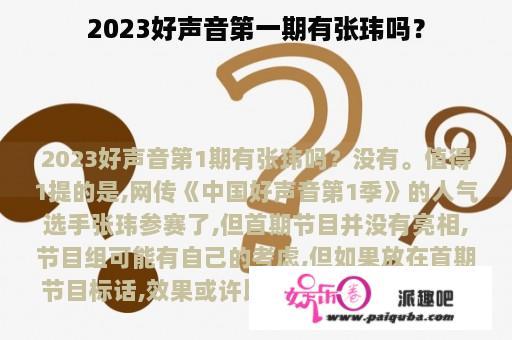 2023好声音第一期有张玮吗？