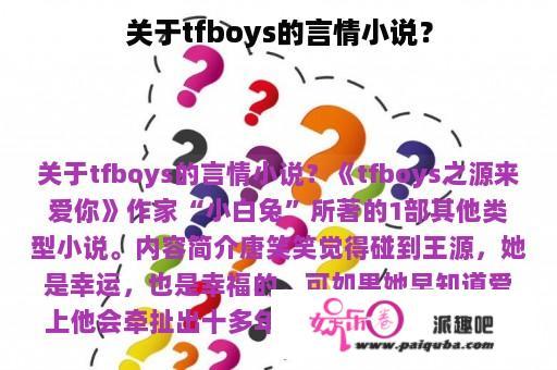 关于tfboys的言情小说？