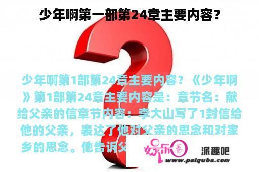 少年啊第一部第24章主要内容？