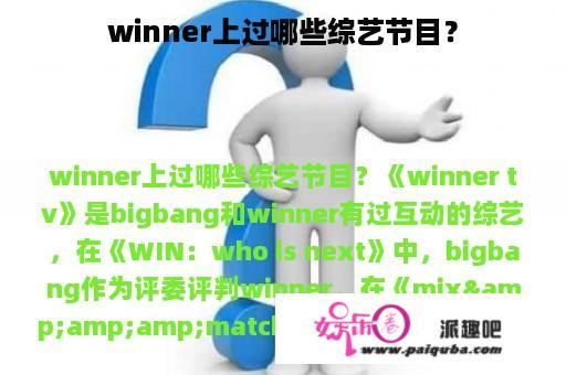 winner上过哪些综艺节目？