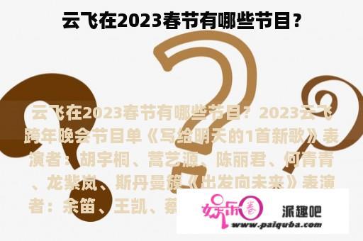 云飞在2023春节有哪些节目？