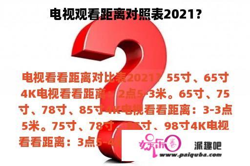 电视观看距离对照表2021？