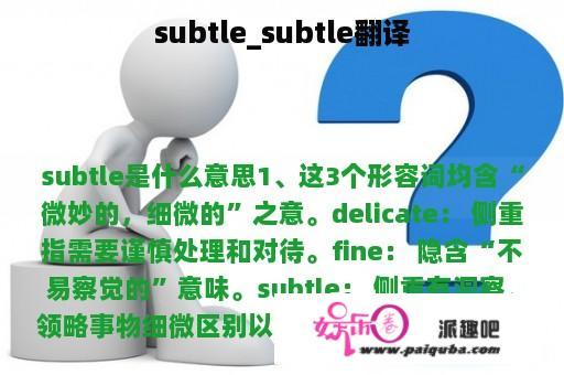 subtle_subtle翻译