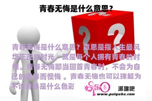 青春无悔是什么意思？