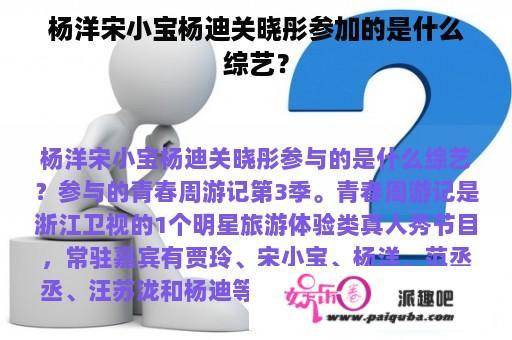 杨洋宋小宝杨迪关晓彤参加的是什么综艺？