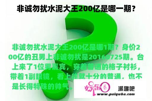 非诚勿扰水泥大王200亿是哪一期？