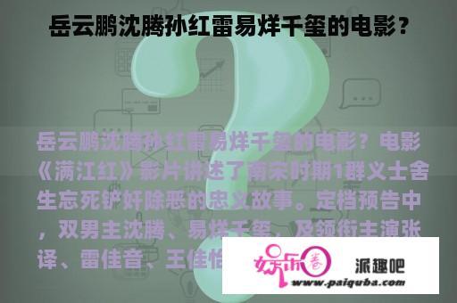 岳云鹏沈腾孙红雷易烊千玺的电影？