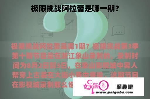 极限挑战阿拉蕾是哪一期？