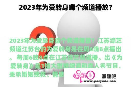 2023年为爱转身哪个频道播放？