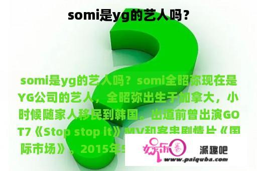 somi是yg的艺人吗？