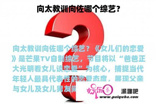 向太教训向佐哪个综艺？