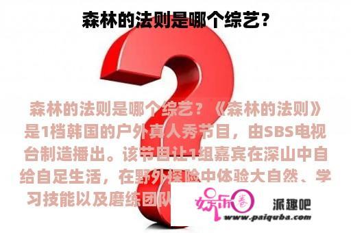 森林的法则是哪个综艺？