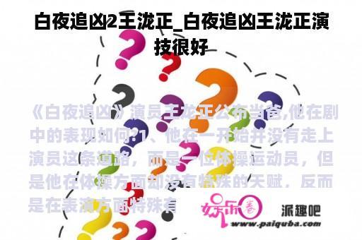 白夜追凶2王泷正_白夜追凶王泷正演技很好