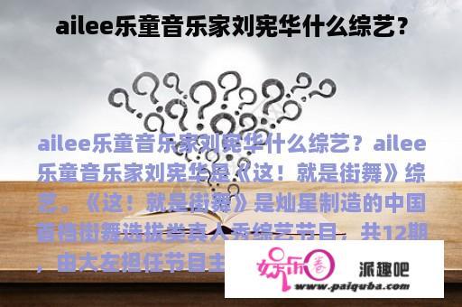 ailee乐童音乐家刘宪华什么综艺？