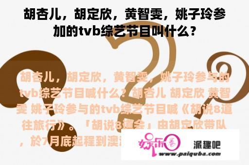 胡杏儿，胡定欣，黄智雯，姚子玲参加的tvb综艺节目叫什么？