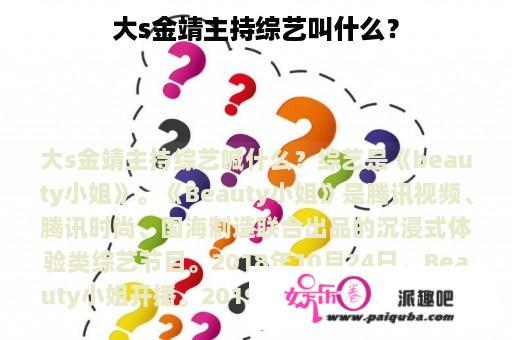 大s金靖主持综艺叫什么？