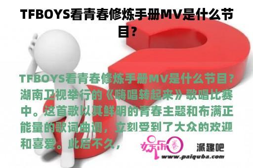 TFBOYS看青春修炼手册MV是什么节目？