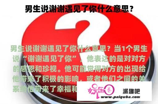 男生说谢谢遇见了你什么意思？