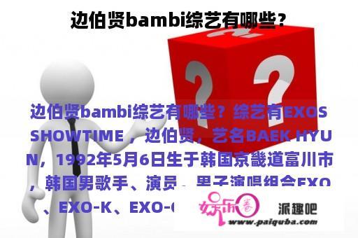 边伯贤bambi综艺有哪些？